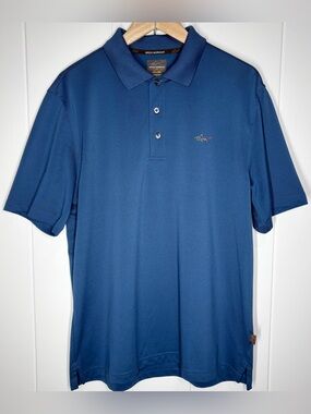 Greg Norman Collection Men's Solid Navy Performance Polo Size Blue
